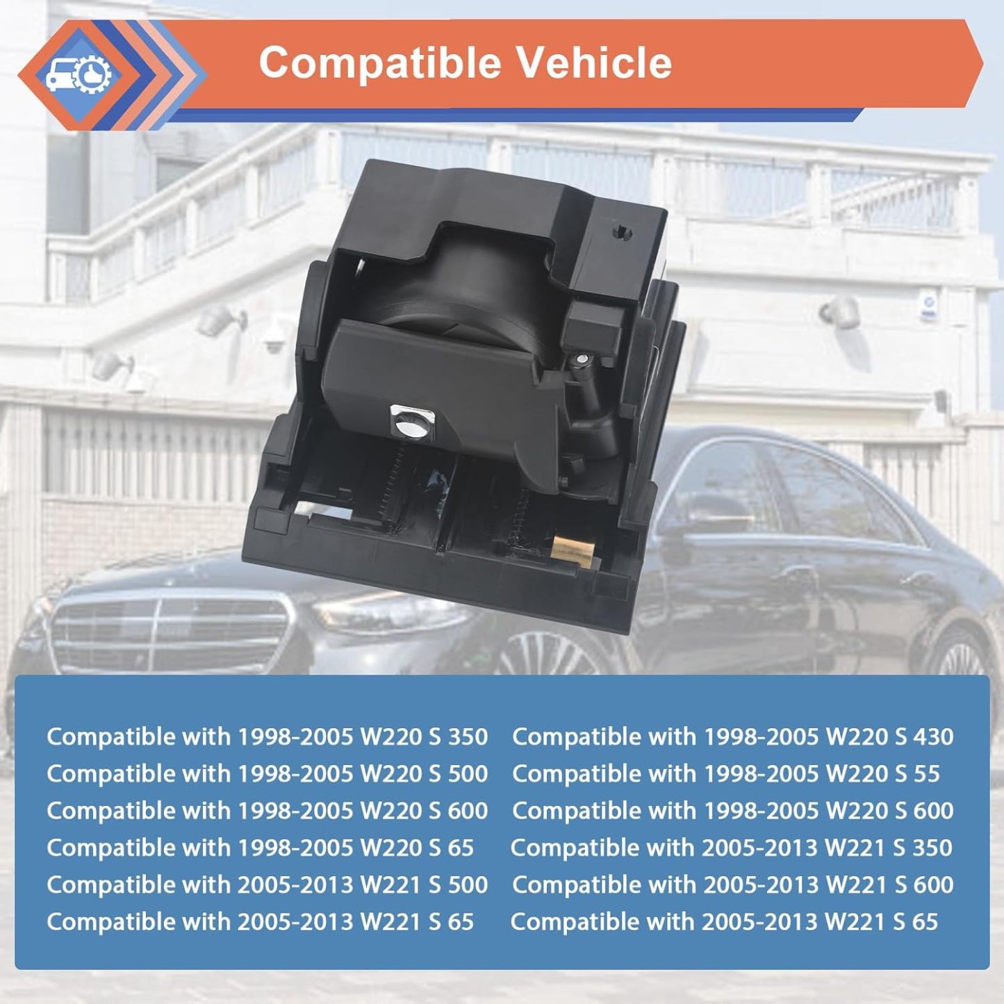 Center Console Cup Holder.Cup Holder Extender Compatible with Mercedes-Benz Cars W220 S350 S430 S500 S600 S65 AMG 2003-2006.Replaces #2206800014 A2206800014 220-680000000-0000000-14 