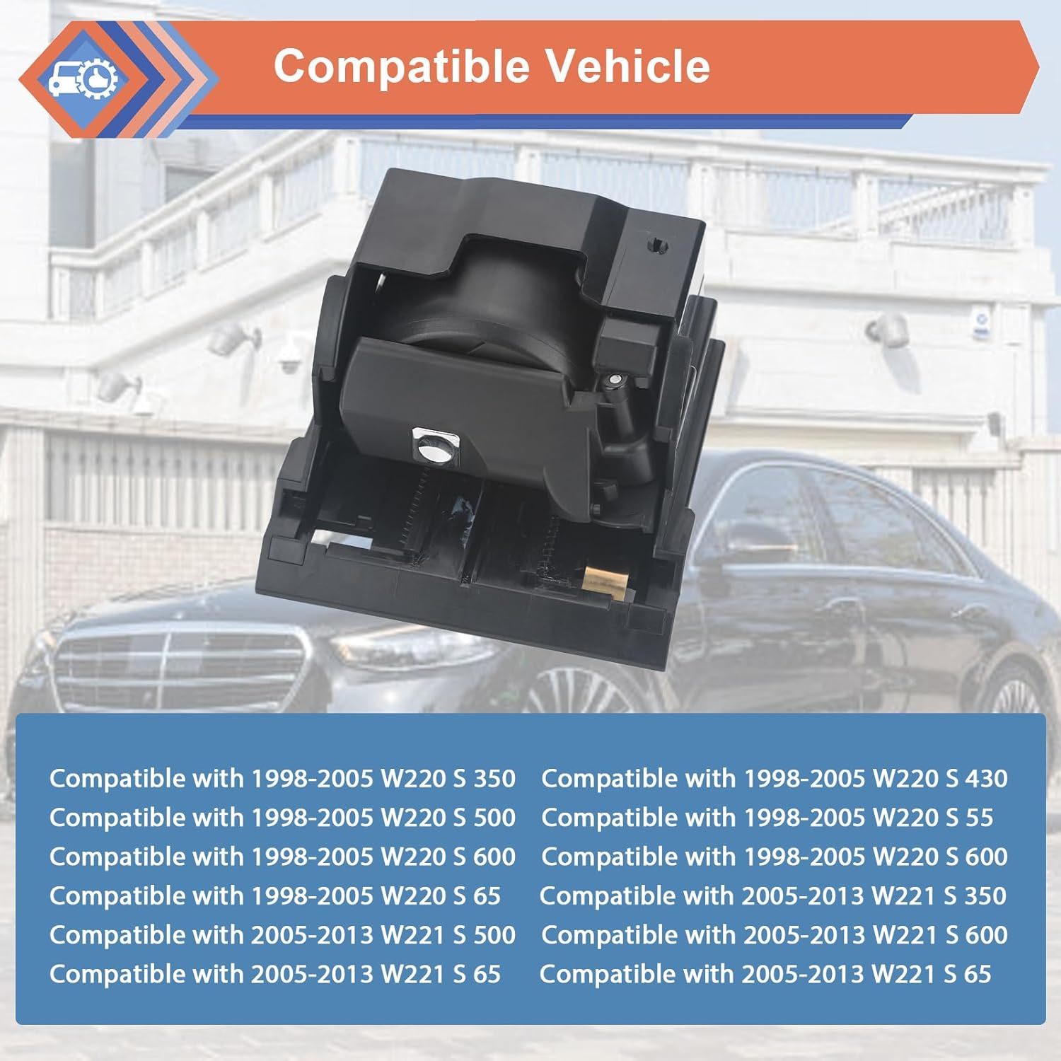 Center Console Cup Holder.Cup Holder Extender Compatible with Mercedes-Benz Cars W220 S350 S430 S500 S600 S65 AMG 2003-2006.Replaces #2206800014 A2206800014 220-680000000-0000000-14 