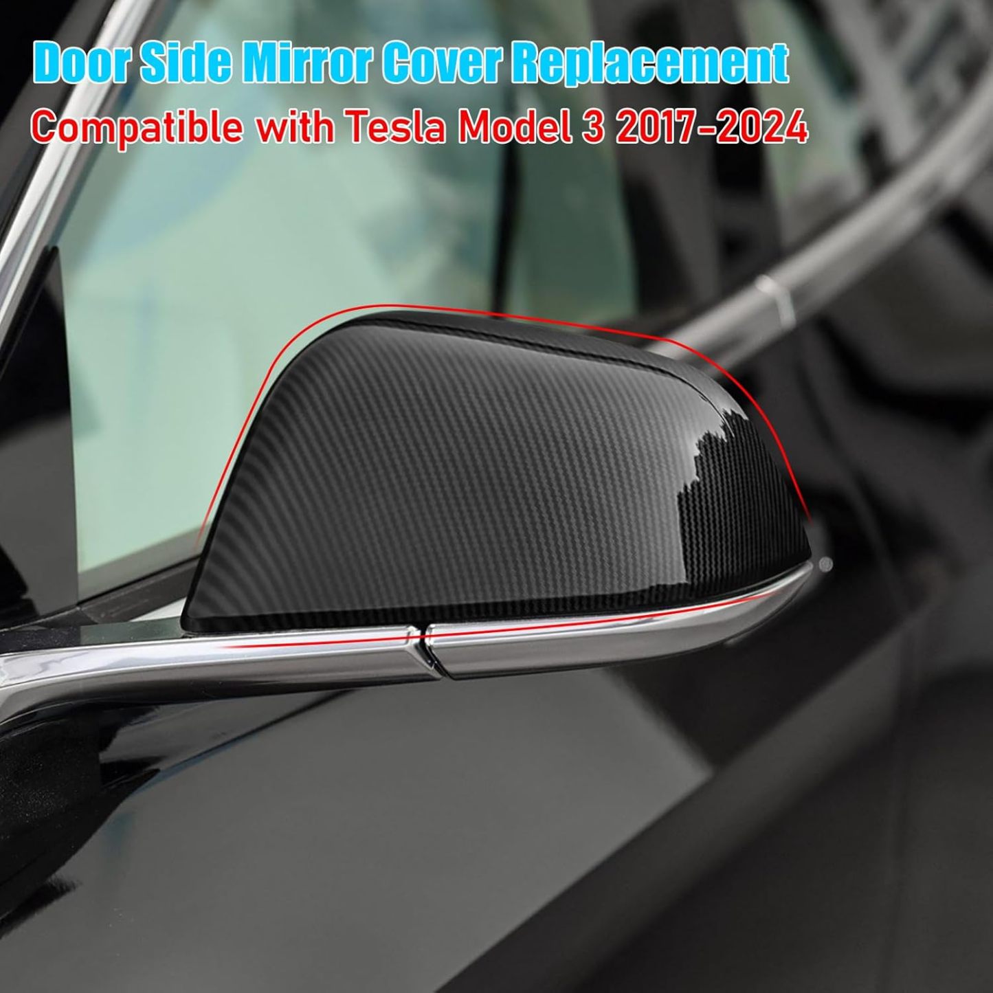 Tesla Model 3 Mirror Caps Side Mirror Replacement.Carbon Fiber Pattern| YDSSTORE