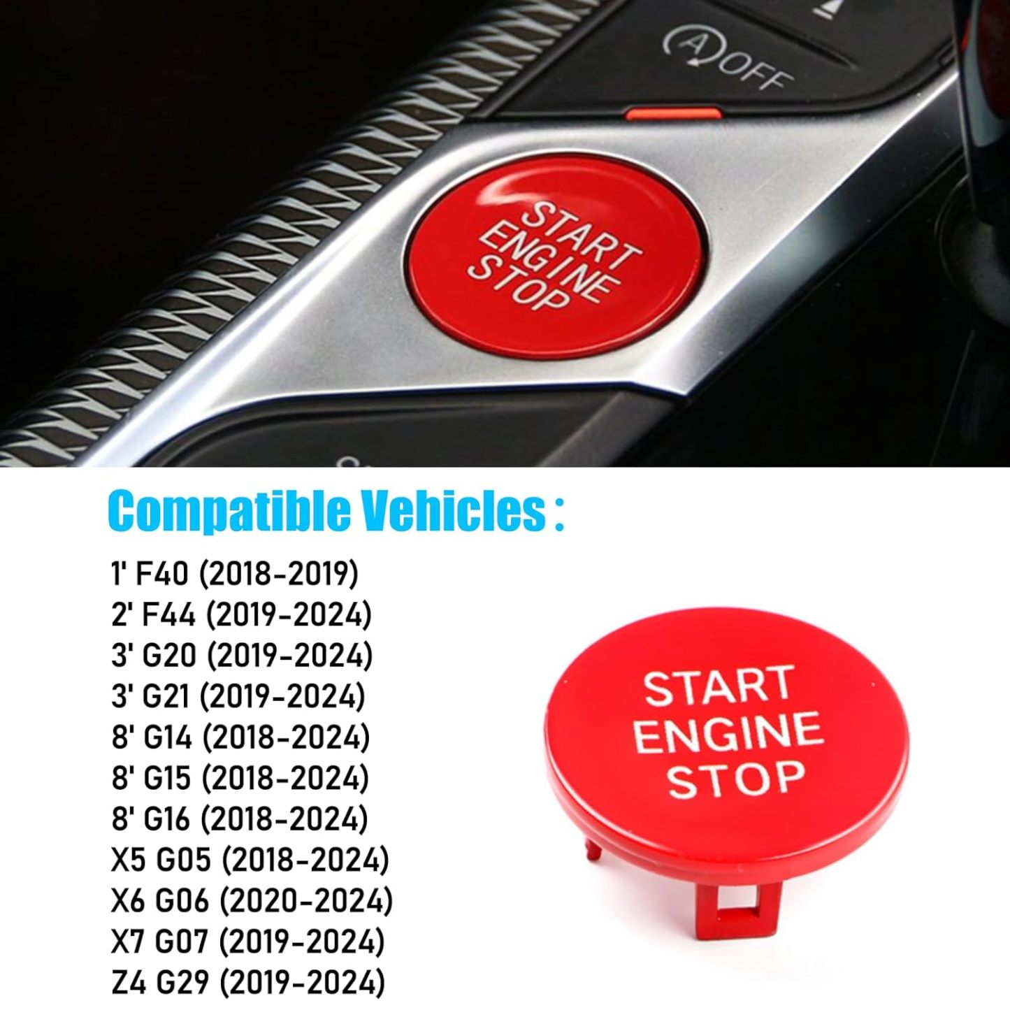 Sports Red Start Stop Button For BMW 1 2 3 8 X5 X6 X7 Z4 | YDSSTORE