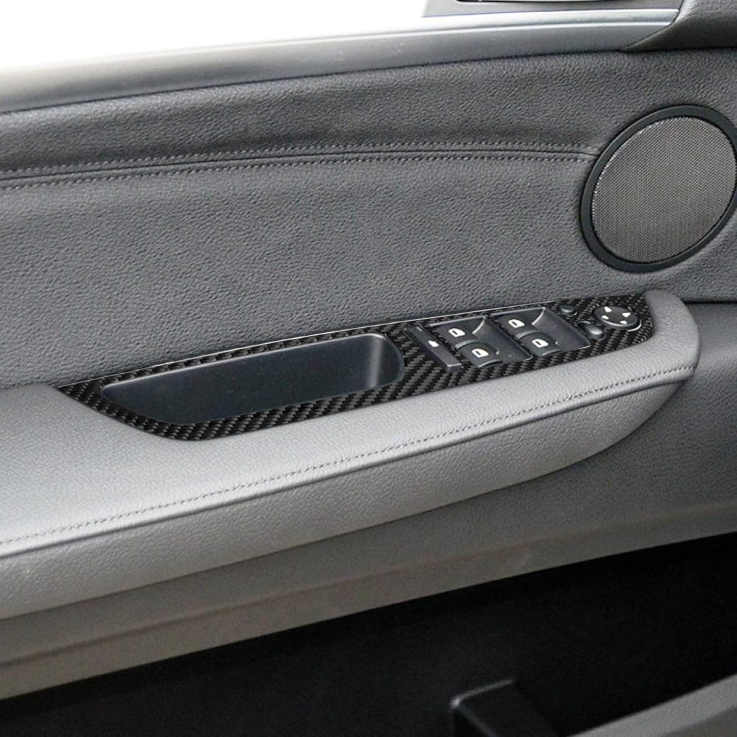 YDSSTORE Carbon Fiber Center Console Car Door Window Rising Control Button Panel Cover Trim Interior Accessories for BMW X5 X6 E70 E71 (2008-2013) – 4pc Black-autoydsstore