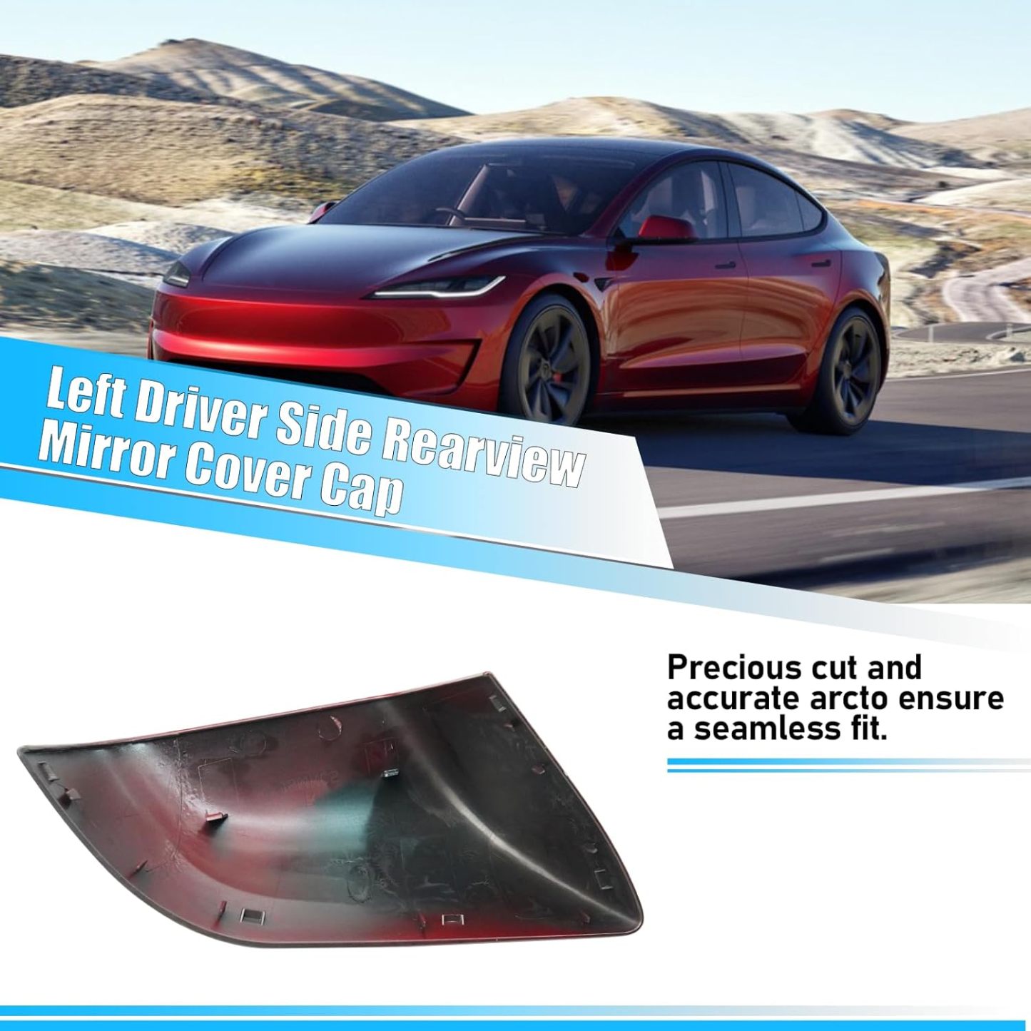 YDSSTORE Compatible with Tesla Model 3 Side Mirror Cover Replacement 2017 2018 2019 2020 2021 2022 2023 2024. Driver Side Rear View Mirror Cover. Door Mirror Cover Caps for Model 3 Accessories(Red)-autoydsstore