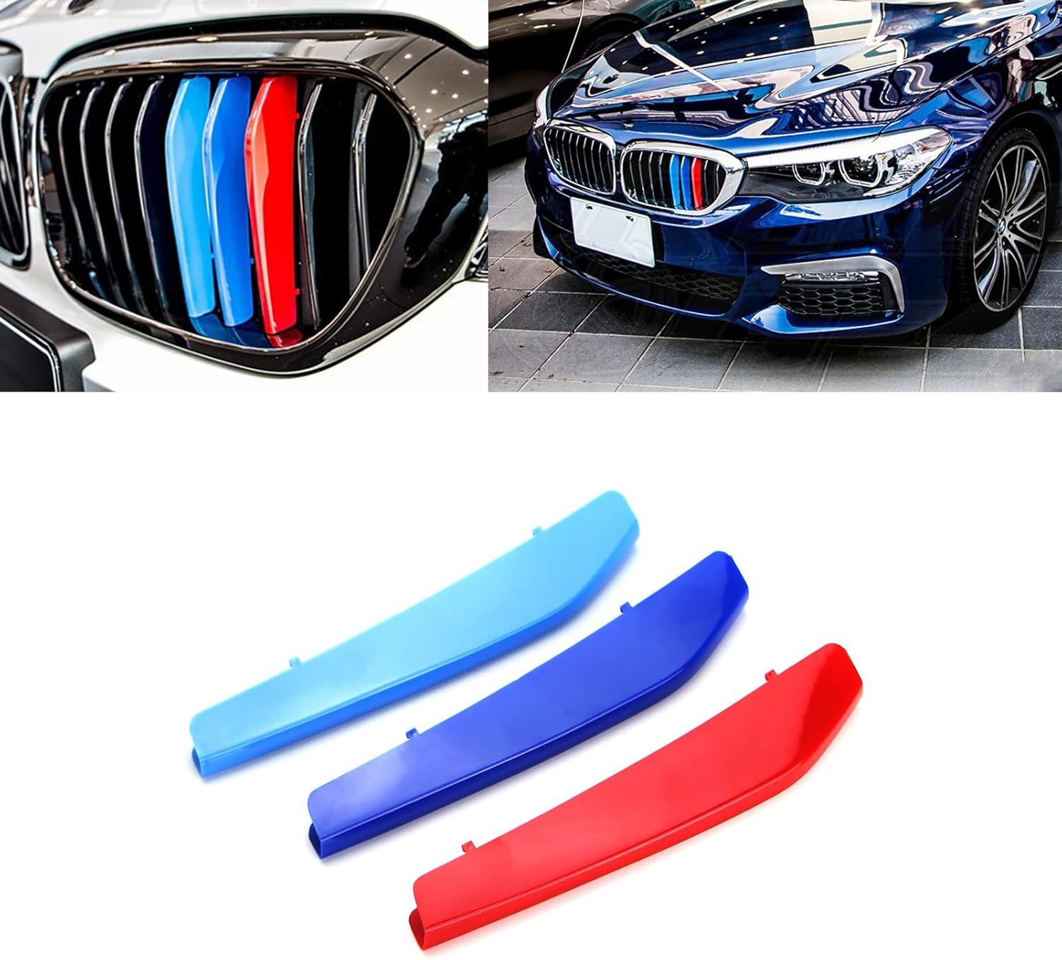 YDSSTORE M-Colored Tri Grille Insert Trim Strips for BMW 5 Series G30 & G31 (2017-2020) | Compatible with 9-Beam Front Grilles | Easy Clip-on Installation-autoydsstore
