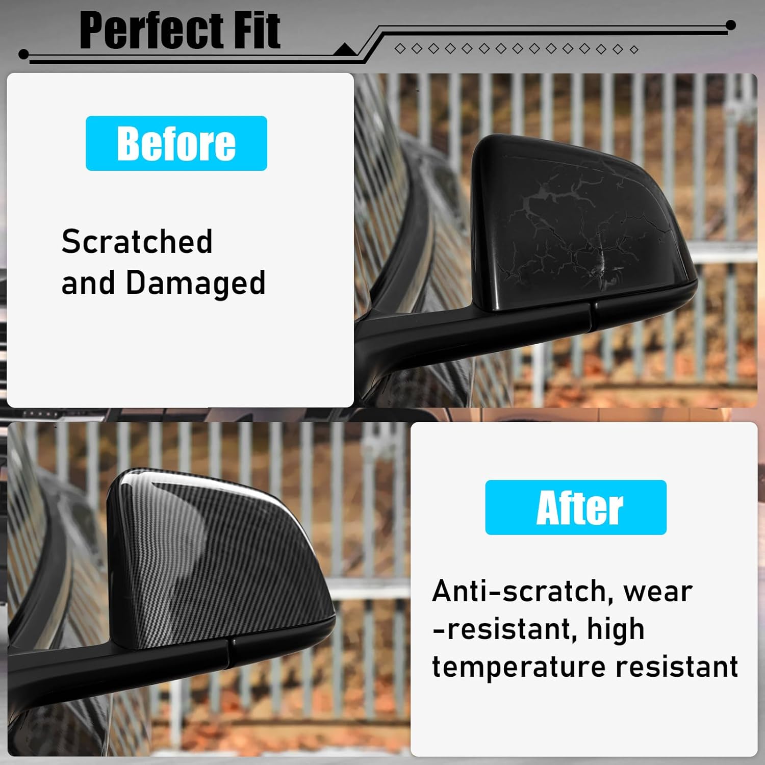 Tesla Model Y Carbon Fiber Pattern Mirror Covers (2020-2024).Driver & Passenger Side|YDSSTORE
