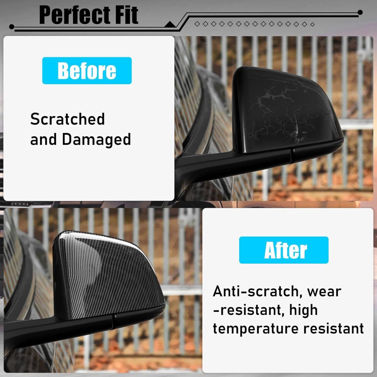 Tesla Model Y Carbon Fiber Pattern Mirror Covers (2020-2024).Driver & Passenger Side|YDSSTORE