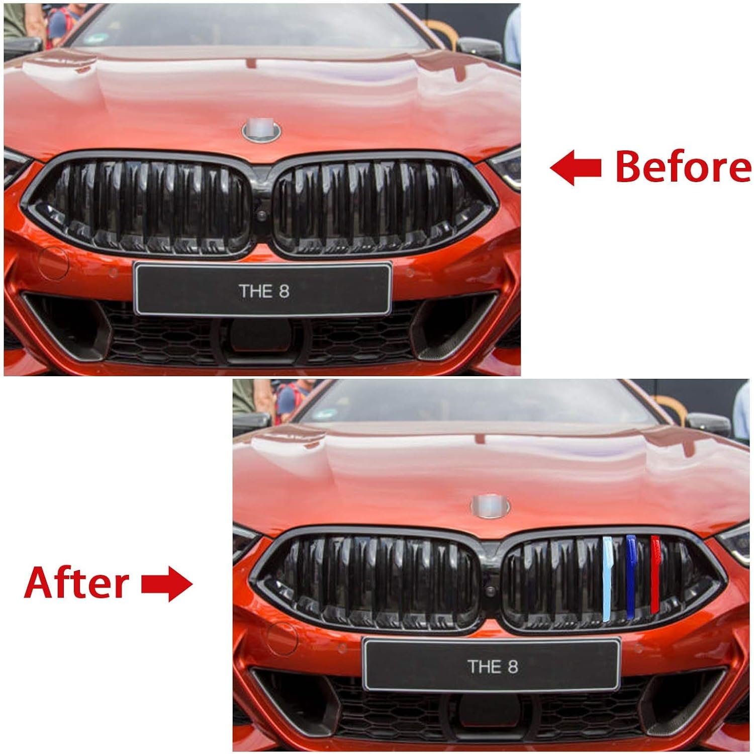 YDSSTORE M-Colored Tri Grille Insert Trim Strips for BMW G15 8 Series (2019-up) | Compatible with 7-Beam Front Kidney Grilles for 840i. 850i. M850i-autoydsstore