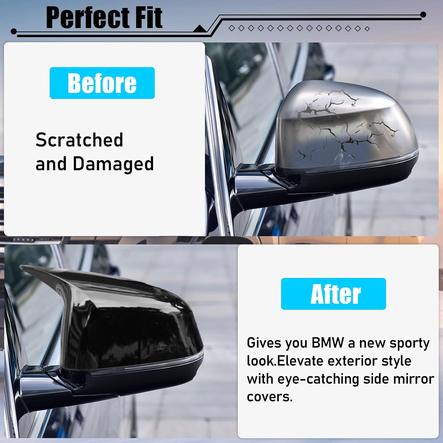 For BMW M Style Glossy Black Mirror Covers | X3 G01/X4 G02/X5 G05/X7 G07/X6 G06 | 2019-2024 | YDSSTORE-autoydsstore
