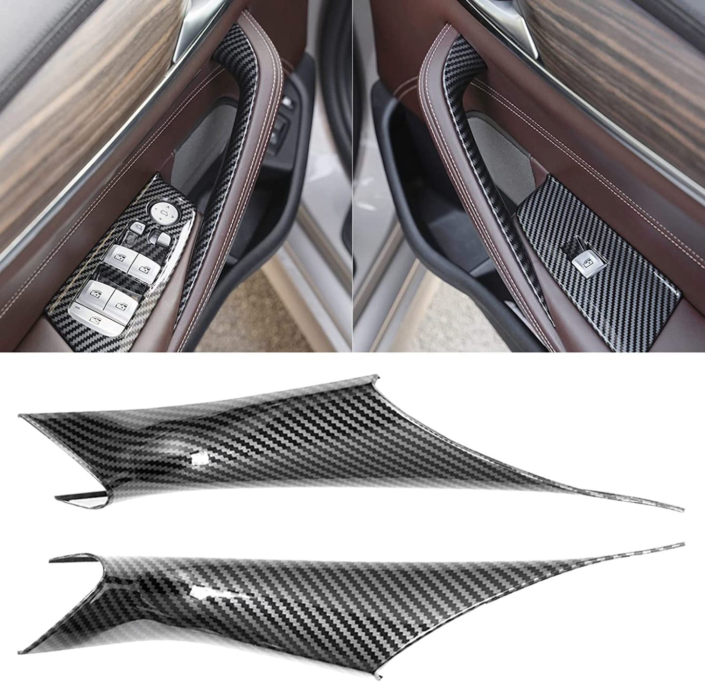 For BMW 5 Series Car Door Handle-G30/G31/F90-Carbon Fiber 2PCS | YDSSTOREle Covers  Replacing Genuine Car Door Handle Compatible with BMW 5 Series G30/G31/F90 M5--518d. 520d. 520dX. 520i. 525d. 530d.  530dX. 530e. 530eX. 530i. 530iX. 540dX. 540i. 540iX. M-autoydsstore