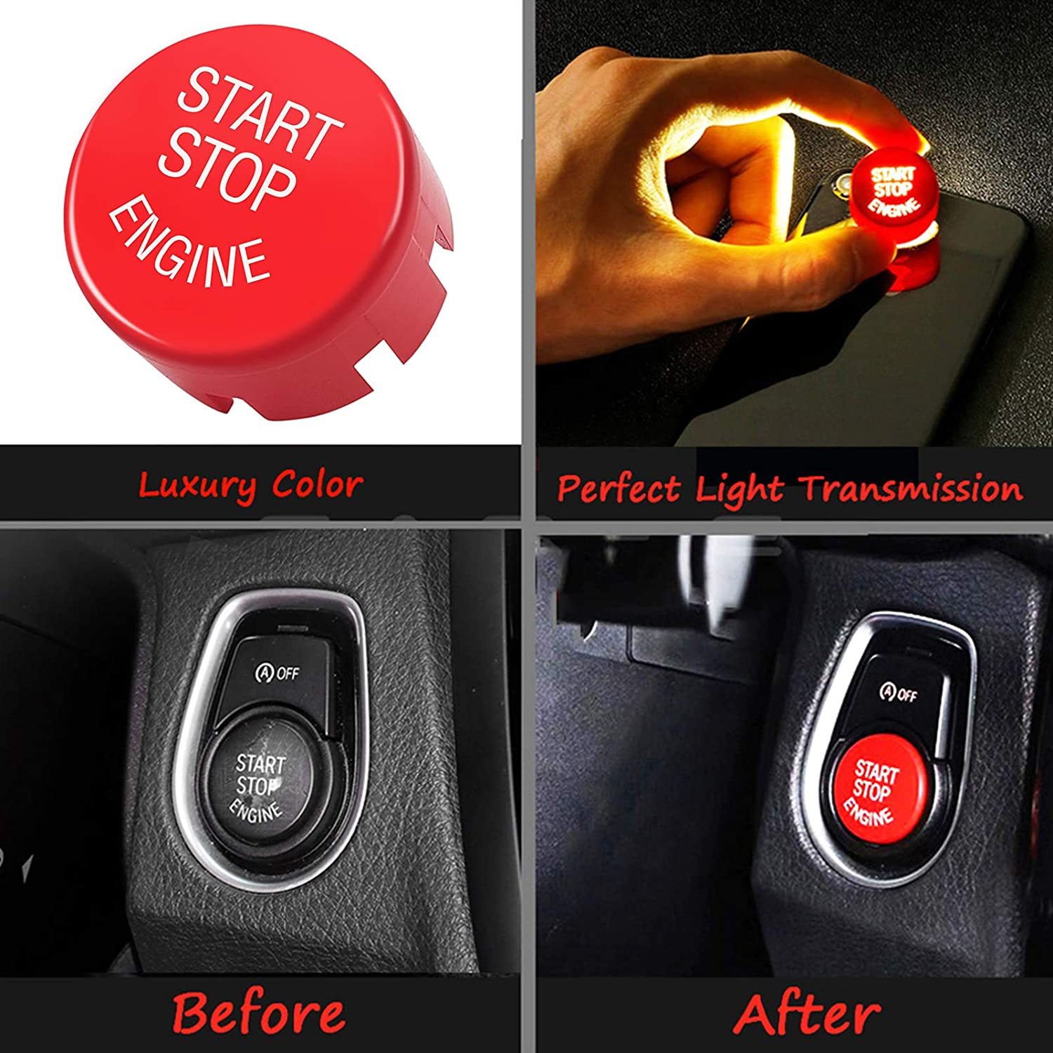 Upgraded For BMW Red Start Stop Button Covers | YDSSTORE