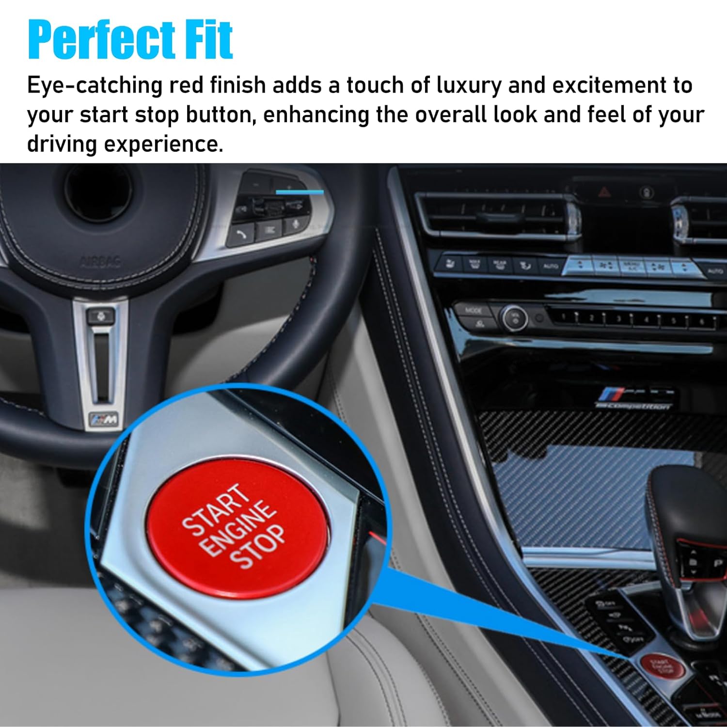 Sports Red Start Stop Button For BMW 1 2 3 8 X5 X6 X7 Z4 | YDSSTORE