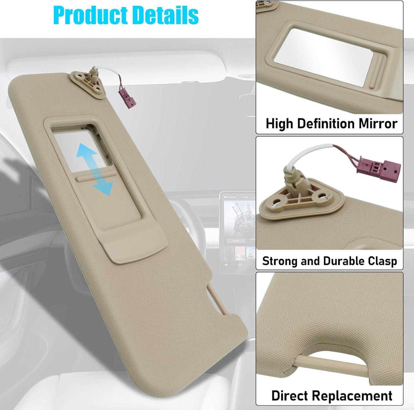 BMW 3 Series & X1 Sun Visor (E90. E91. E84) 2005-2015 | Beige. Left | YDSSTORE