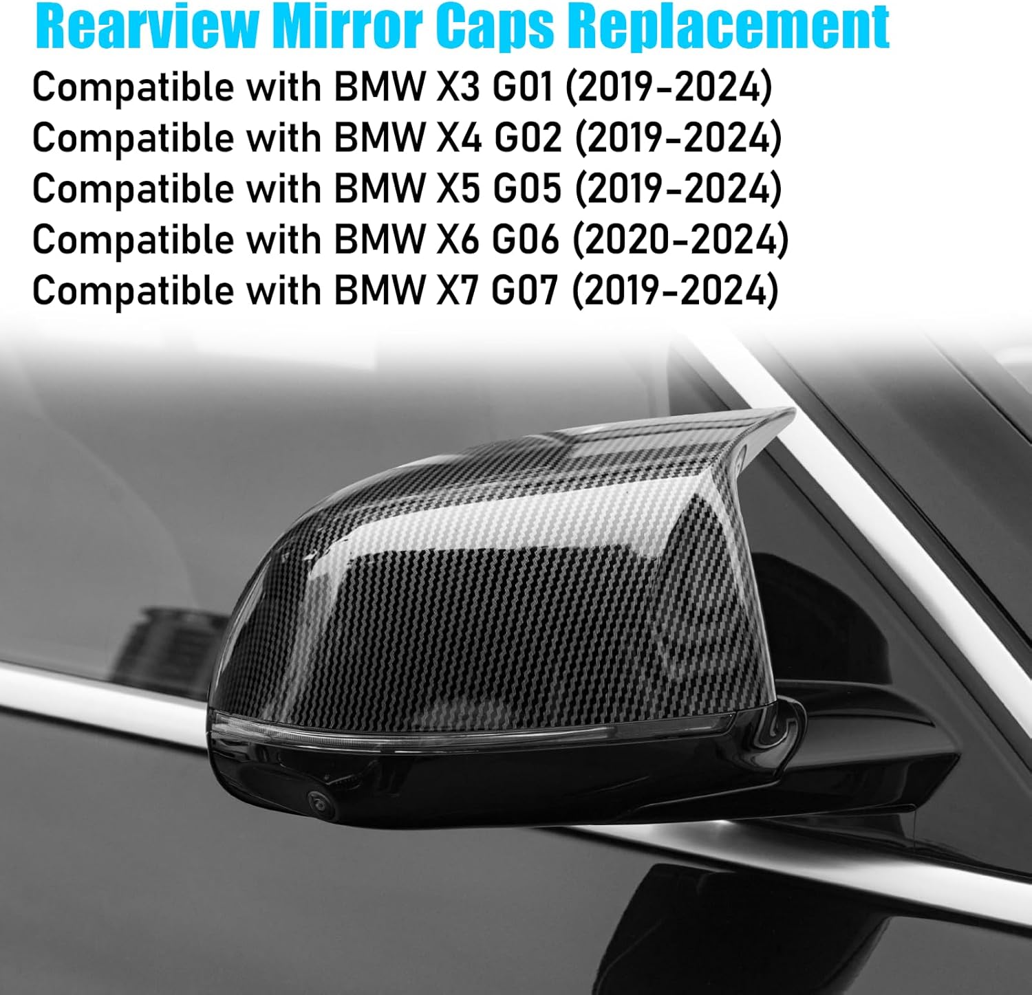 For BMW M Style Carbon Fiber Mirror Covers | X3 G01/X4 G02/X5 G05/X6 G06/X7 G07 | 2019-2024 | YDSSTORE-autoydsstore