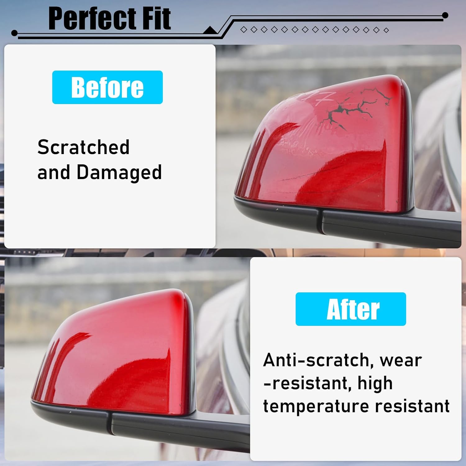 For Tesla Model Y Side Mirror Cover Right Passenger Side Replacement | Red | YDSSTORE