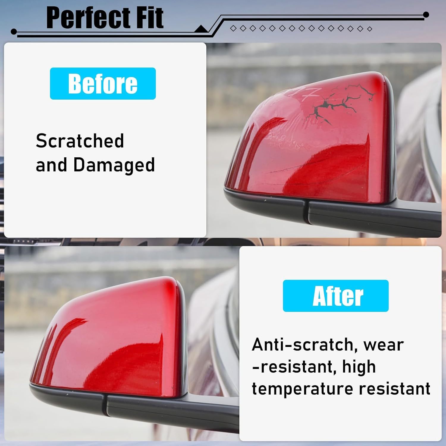 For Tesla Model Y Side Mirror Cover Right Passenger Side Replacement | Red | YDSSTORE