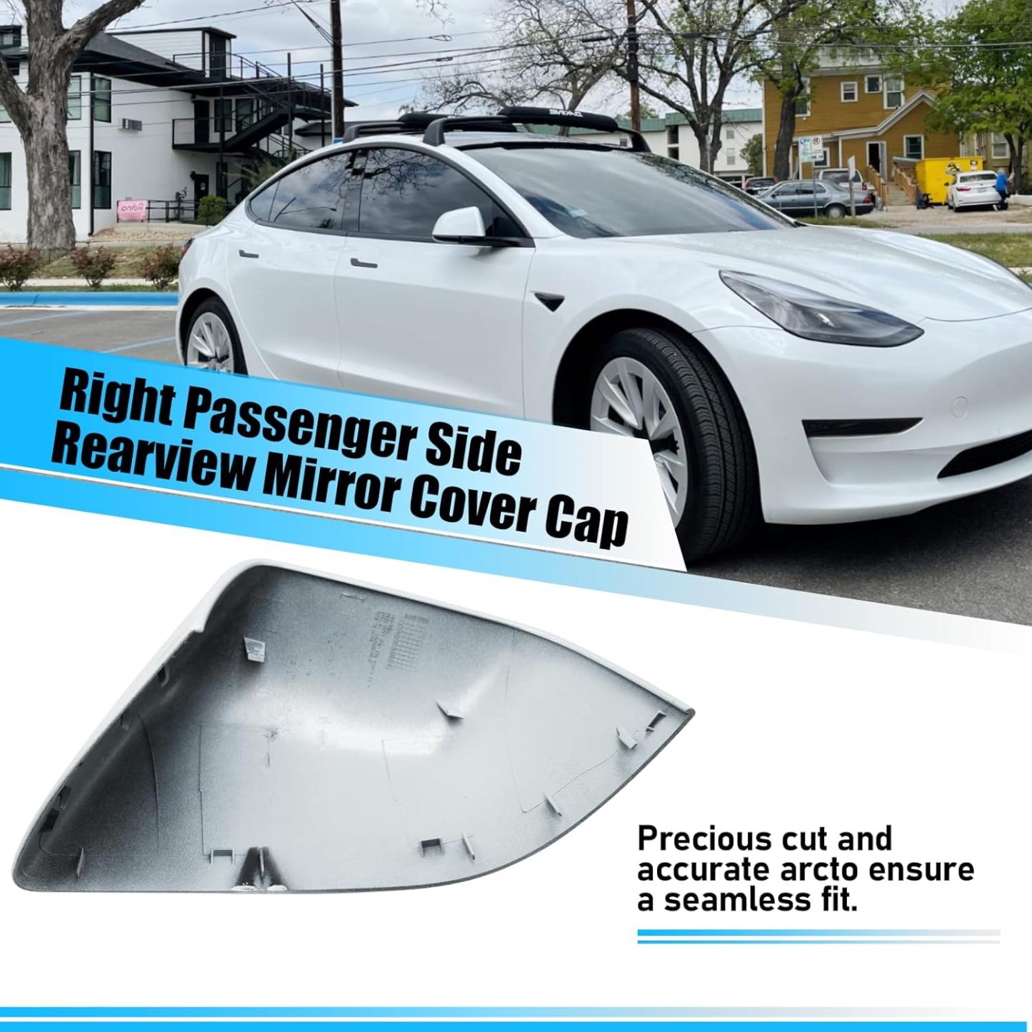 YDSSTORE Compatible with Tesla Model 3 Side Mirror Cover Replacement 2017 2018 2019 2020 2021 2022 2023. Passenger Side Rear View Mirror Cover. Door Wing Mirror Cover Caps for Model 3 Accessories(White)-autoydsstore