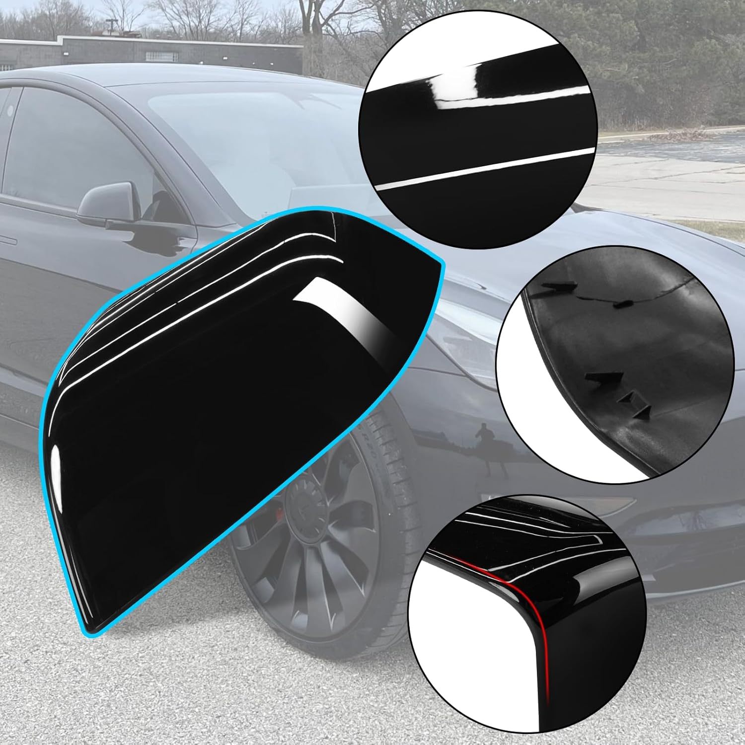 Tesla Model 3 Side Mirror Cover Replacement (2017-2023) - Black | YDSSTORE