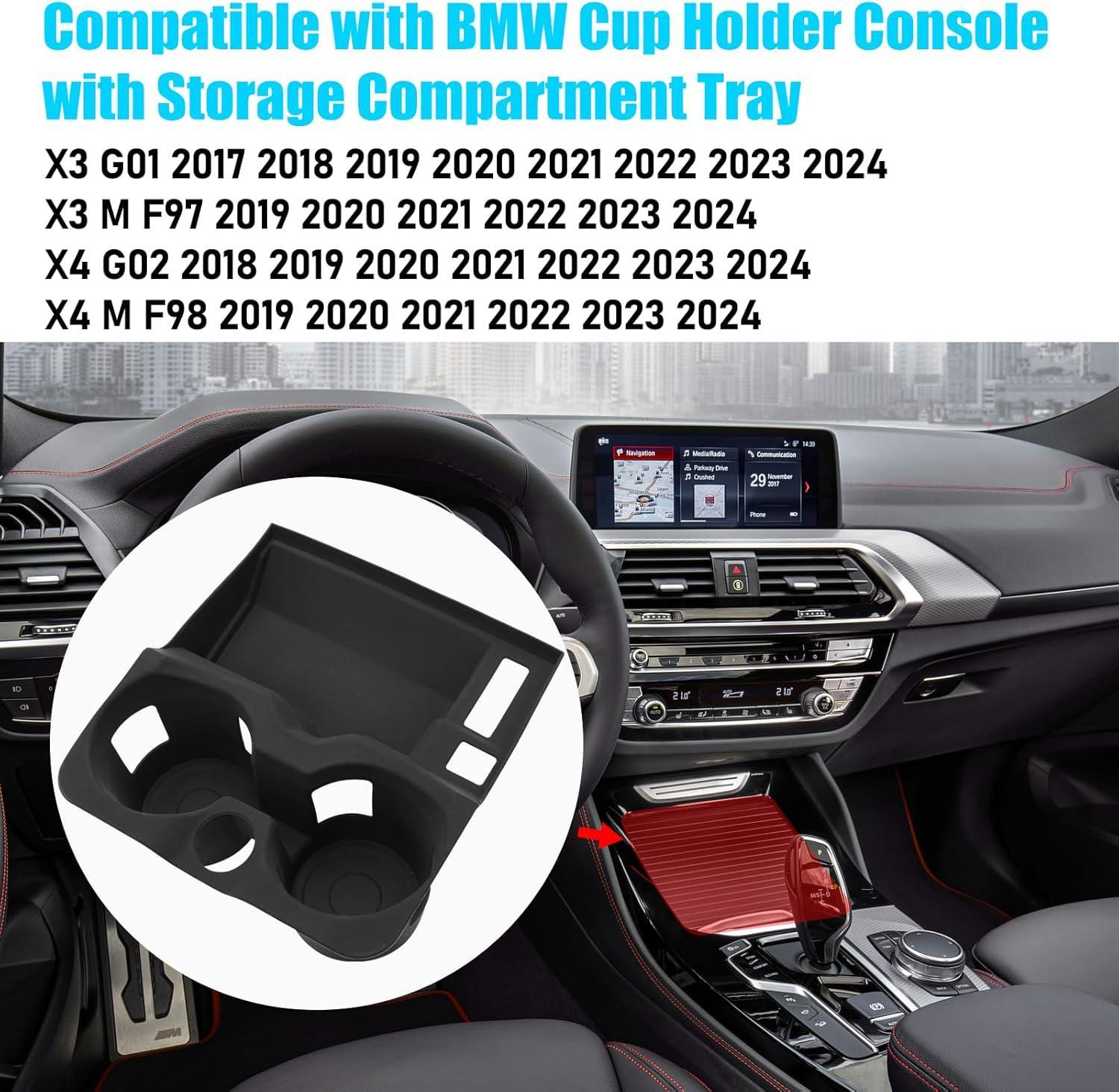 Silicone Anti-Slip Cup Holder Insert & Storage Tray Mat for BMW X3 G01 (2017-2024) & X4 G02 (2018-2024) – Custom Fit. Dust-Proof. Easy to Clean-autoydsstore