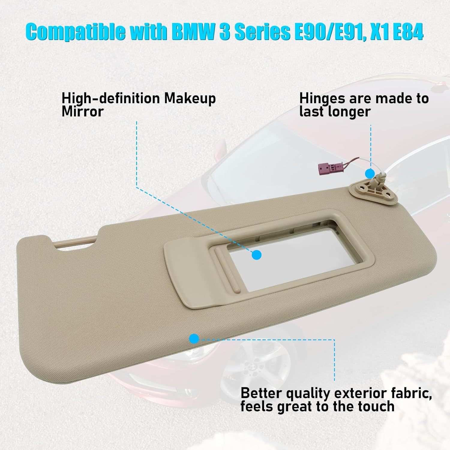BMW 3 Series & X1 Right Sun Visor (E90. E91. E84) 2005-2015 | Beige | YDSSTORE