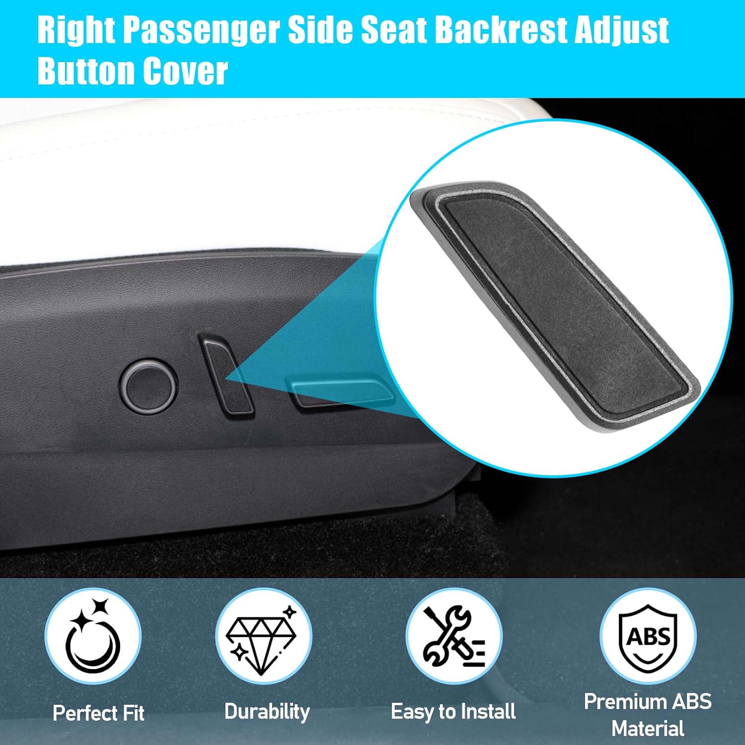 YDSSTORE Compatible with Tesla Model 3/Y Seat Adjuster Button 2021 2022 2023. Right Side Seat Back Froward Button Cover for Model 3 Model Y Seat Adjustement Button 1098843-01-E. Power Seat Switch Button-autoydsstore