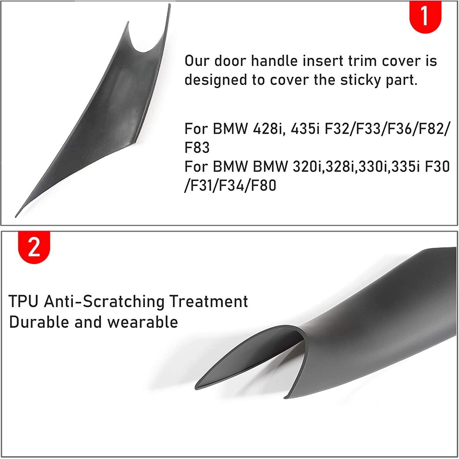 For BMW 3 Series Car Door Handle-F30/F31/F80 2pcs| Black | YDSSTORE