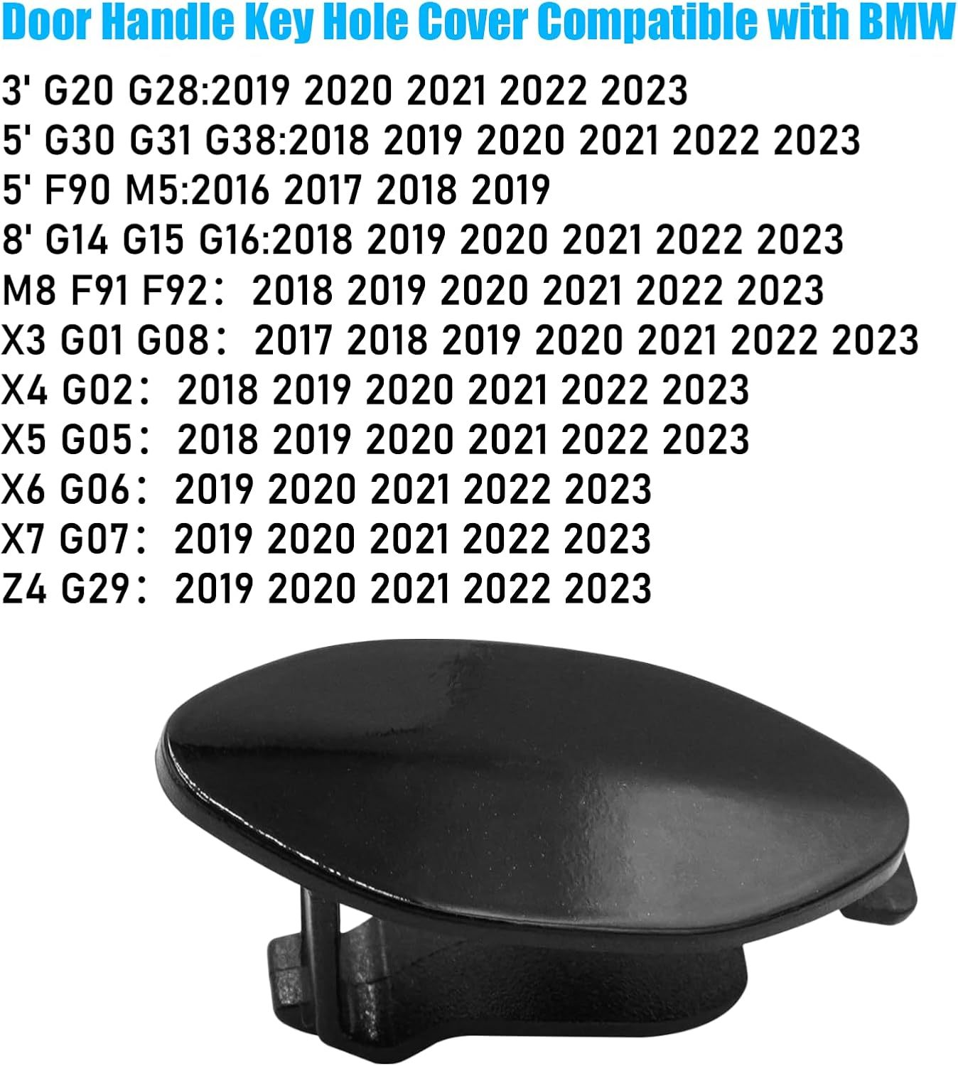 For BMW Door Handle Key Hole Cover 3 5 6 X3 X4 X5 X6 X7 Z4 OEM: 51217489341 51219463547 (Jet Black) | YDSSTORE-autoydsstore
