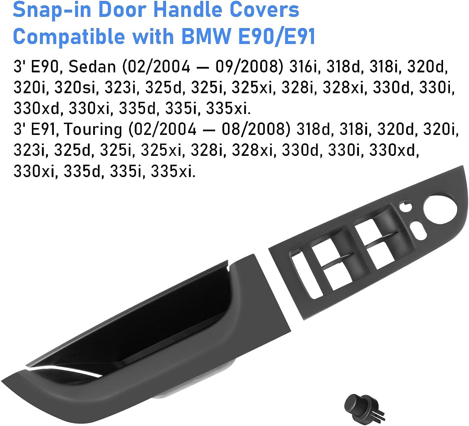 For BMW 3  E90/E91 Driver Side Pull Handle Cover and Window Switch Panel (14.76inch-Black)|YDSSTORE