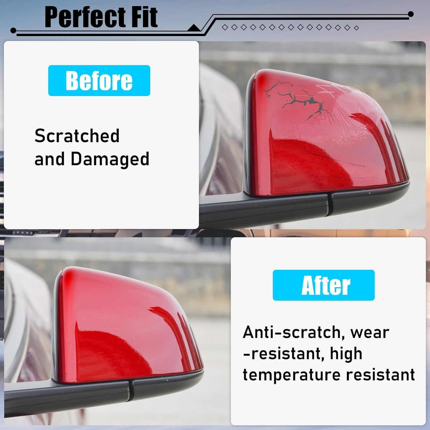 For Tesla Model Y Side Mirror Cover Left Driver Side Replacement | Red | YDSSTORE