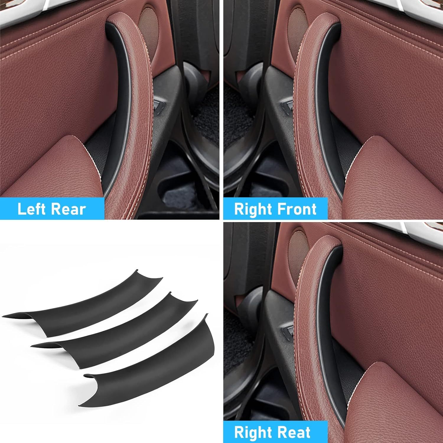 For BMW X5 F15/X6 F16 Door Handle Covers – 3PCS Set for BMW X5 F15 (2014-2018) & X6 F16 (2015-2018) Left and Right Side Interior Door Pull Handle Covers-autoydsstore