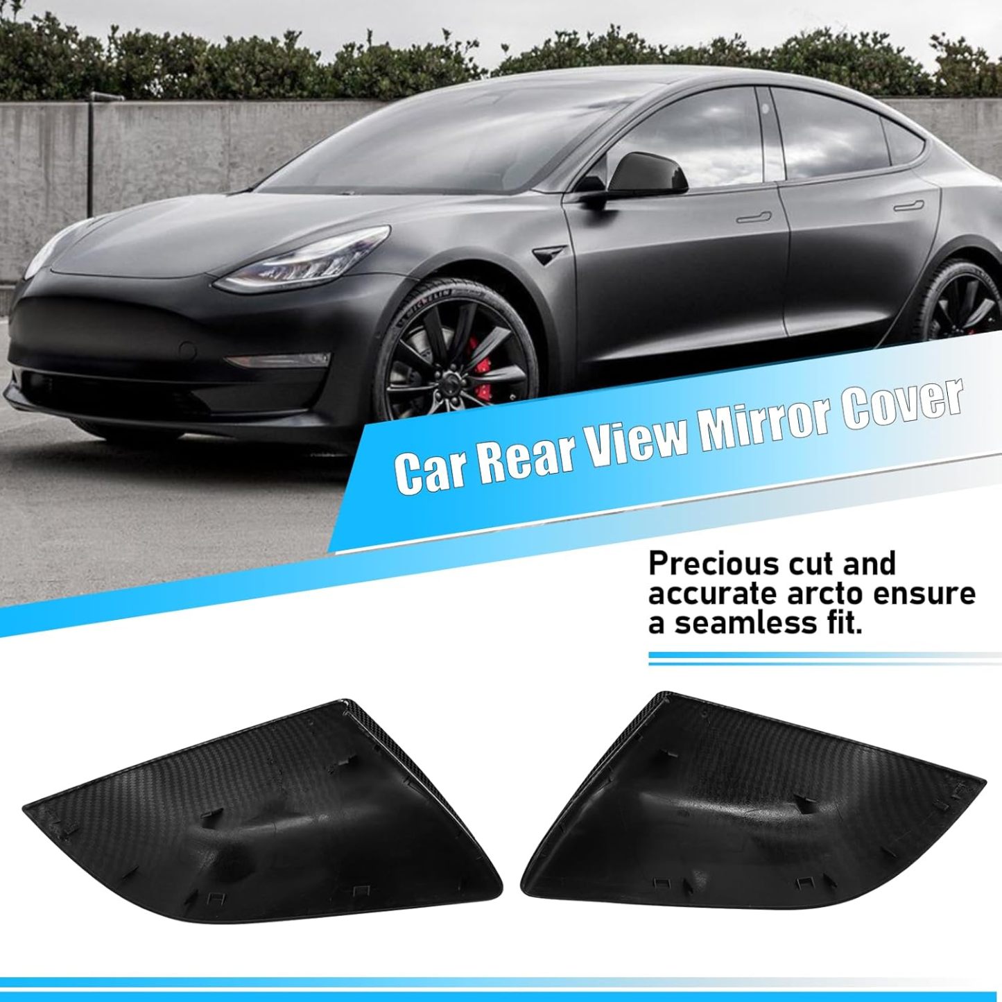 Tesla Model 3 Mirror Caps Side Mirror Replacement.Carbon Fiber Pattern| YDSSTORE
