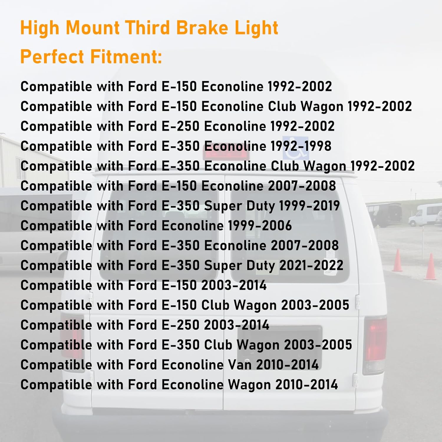 Ford E150-E450 Econoline 2007-2014 3rd Brake Light w/Indoor Lamp & Molded Headliner| YDSSTORE