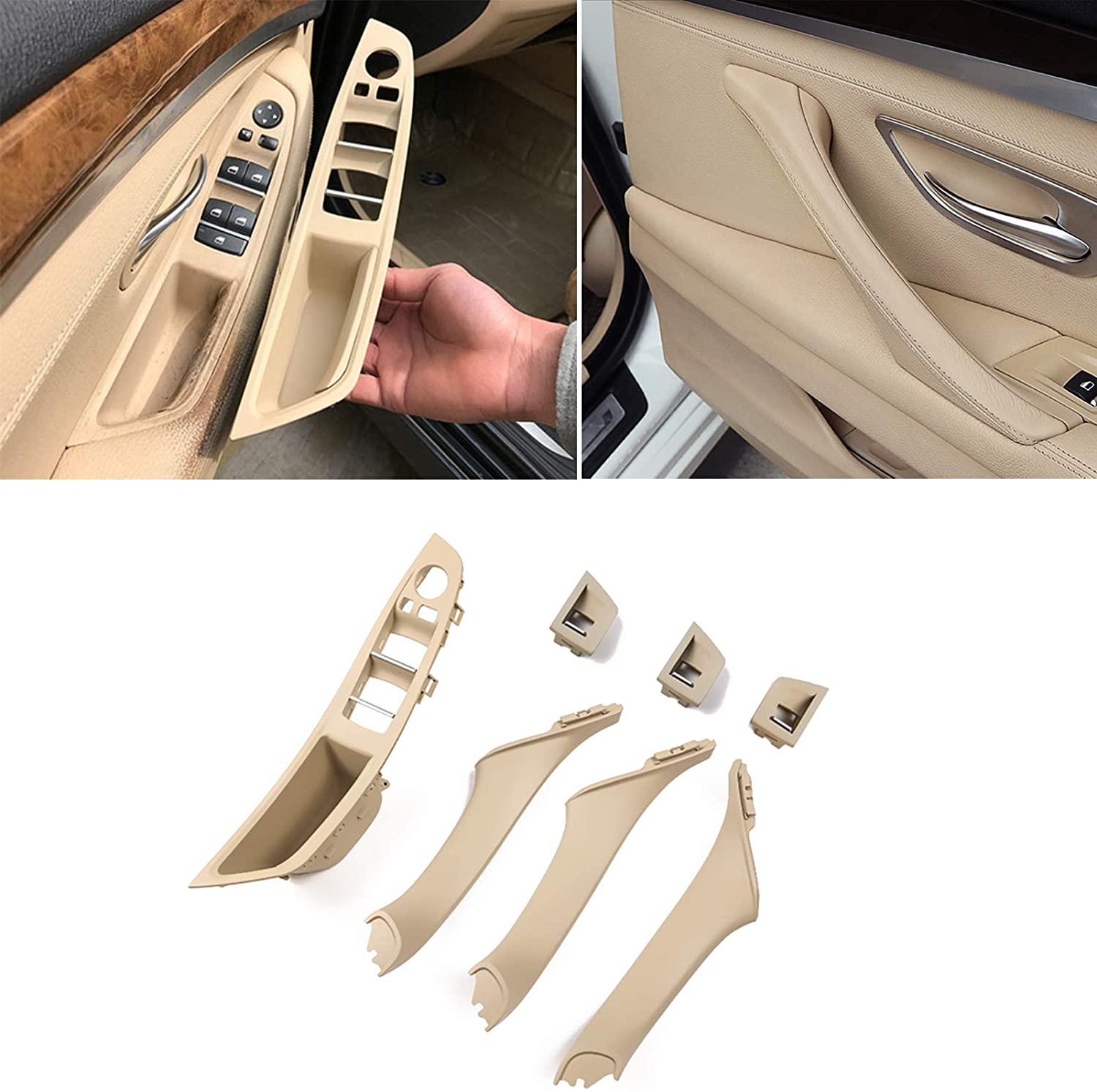 For BMW 5 Series F10/F11: Car Door Handle Kit+Window Switch Covers 7pcs | YDSSTORE