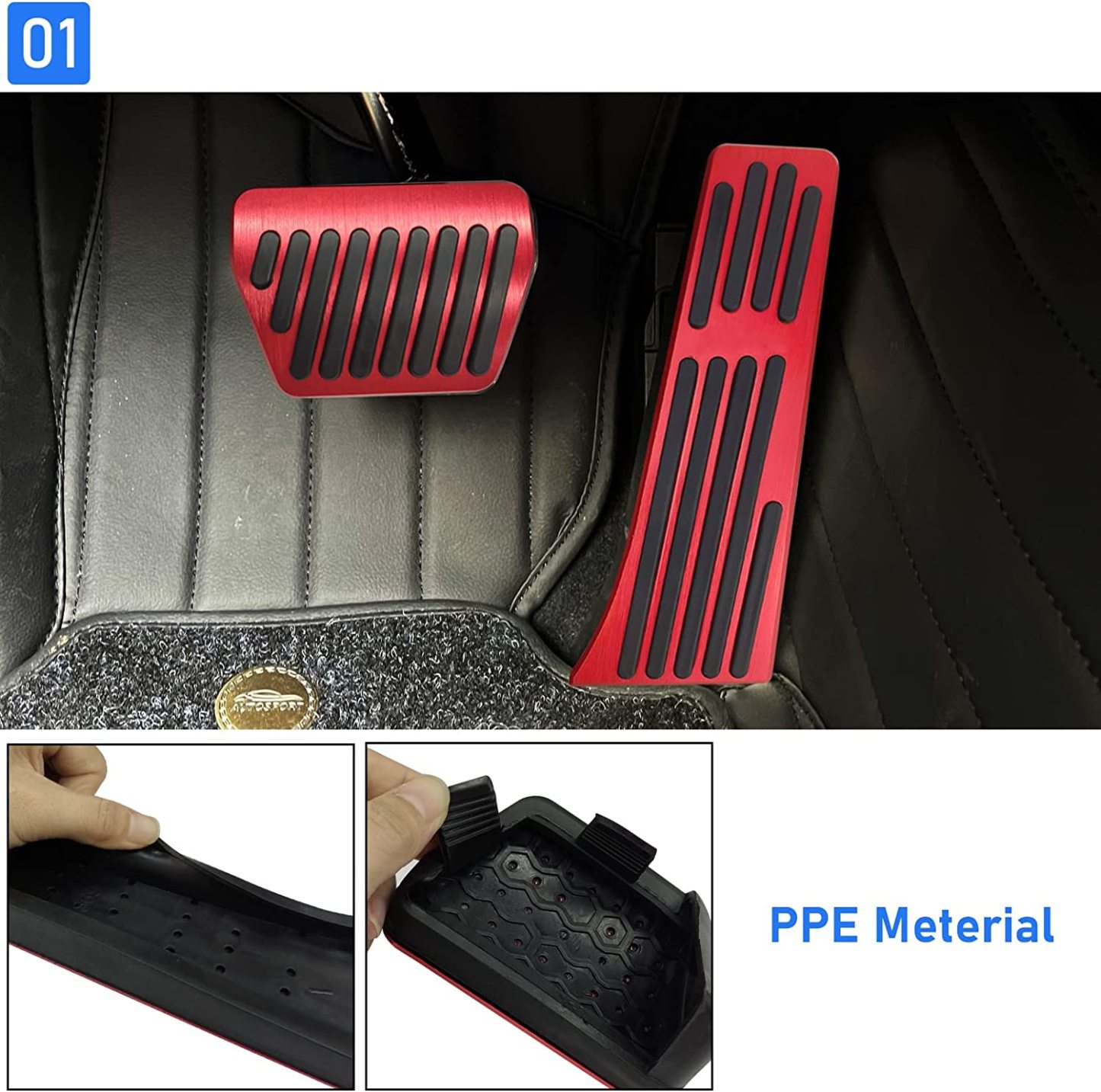 For BMW Gas Pedal and Brake Pedal Covers - A Model Red | YDSSTORE