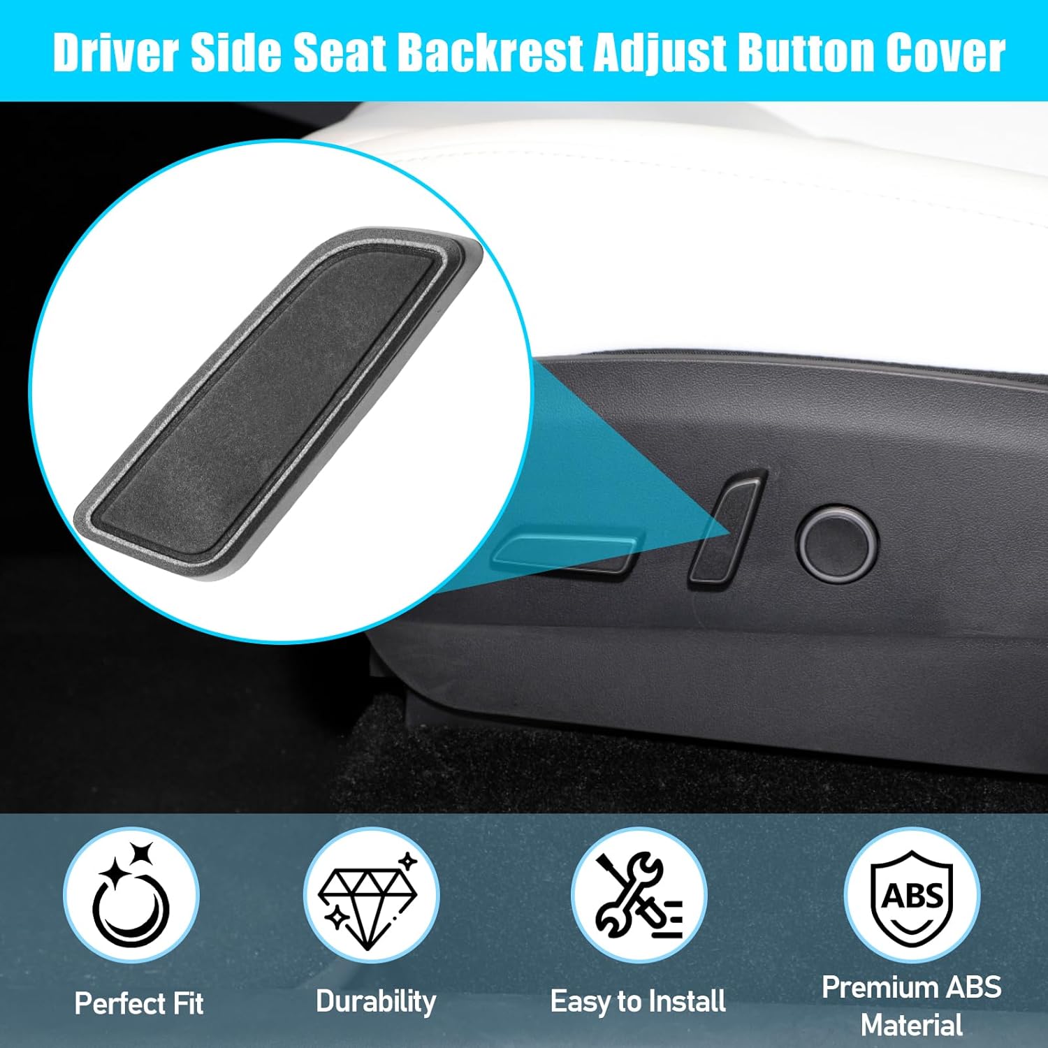 YDSSTORE Compatible with Tesla Model 3/Y Seat Adjustment Button 2021 2022 2023. Left Driver Side Backrest Adjust Button Cover for Model 3 Model Y Seat Adjust Button 1098841-01-E.Power Seat Switch Button-autoydsstore
