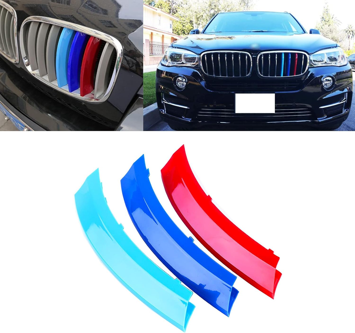YDSSTORE M-Colored Tri Grille Insert Trim Strips for BMW X5 E70 (2007-2013) & X6 E71 (2008-2012) | Compatible with 7-Beam Front Grilles | Easy Clip-on Installation)-autoydsstore