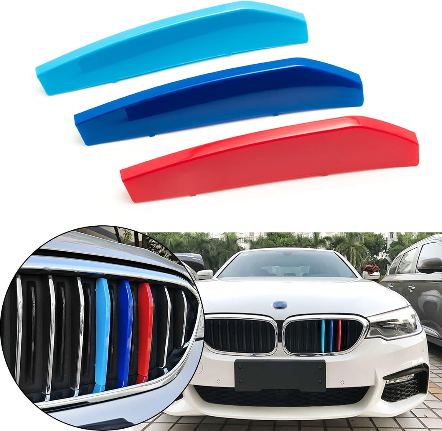 YDSSTORE M-Colored Tri Grille Insert Trim Strips for BMW 6 Series GT G32 (2018-2020) | Compatible with 9-Beam Front Kidney Grilles-autoydsstore