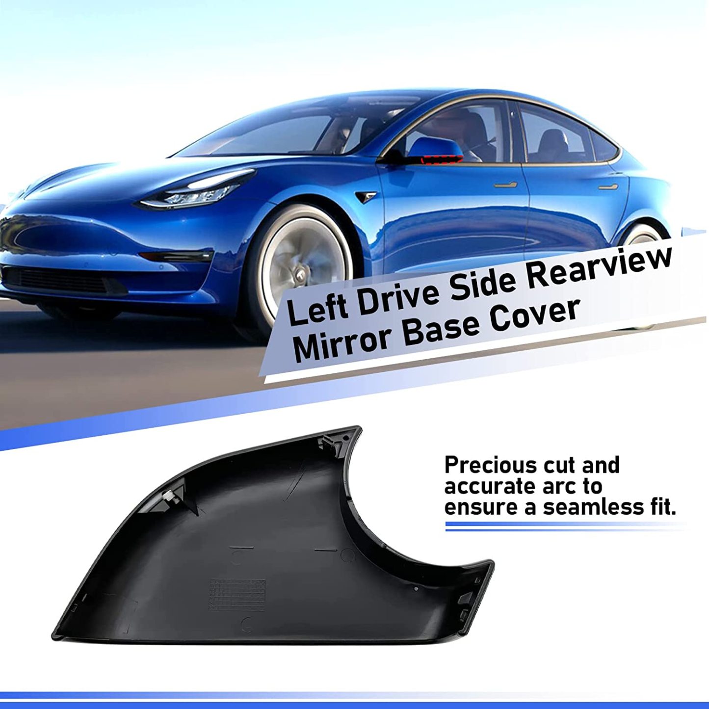 YDSSTORE Compatible with Tesla Model 3 Mirror Lower Cover 2017-2022.Left Drive Side Rearview Mirror Base Cover Trim. Side Mirror Bottom Cover Replacement for Tesla Model 3 Wing Mirror Repair(Left)-autoydsstore
