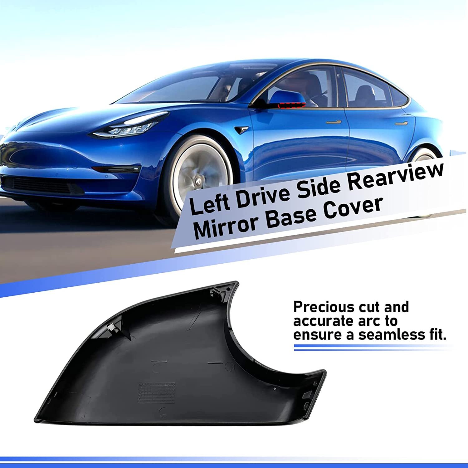 YDSSTORE Compatible with Tesla Model 3 Mirror Lower Cover 2017-2022.Left Drive Side Rearview Mirror Base Cover Trim. Side Mirror Bottom Cover Replacement for Tesla Model 3 Wing Mirror Repair(Left)-autoydsstore
