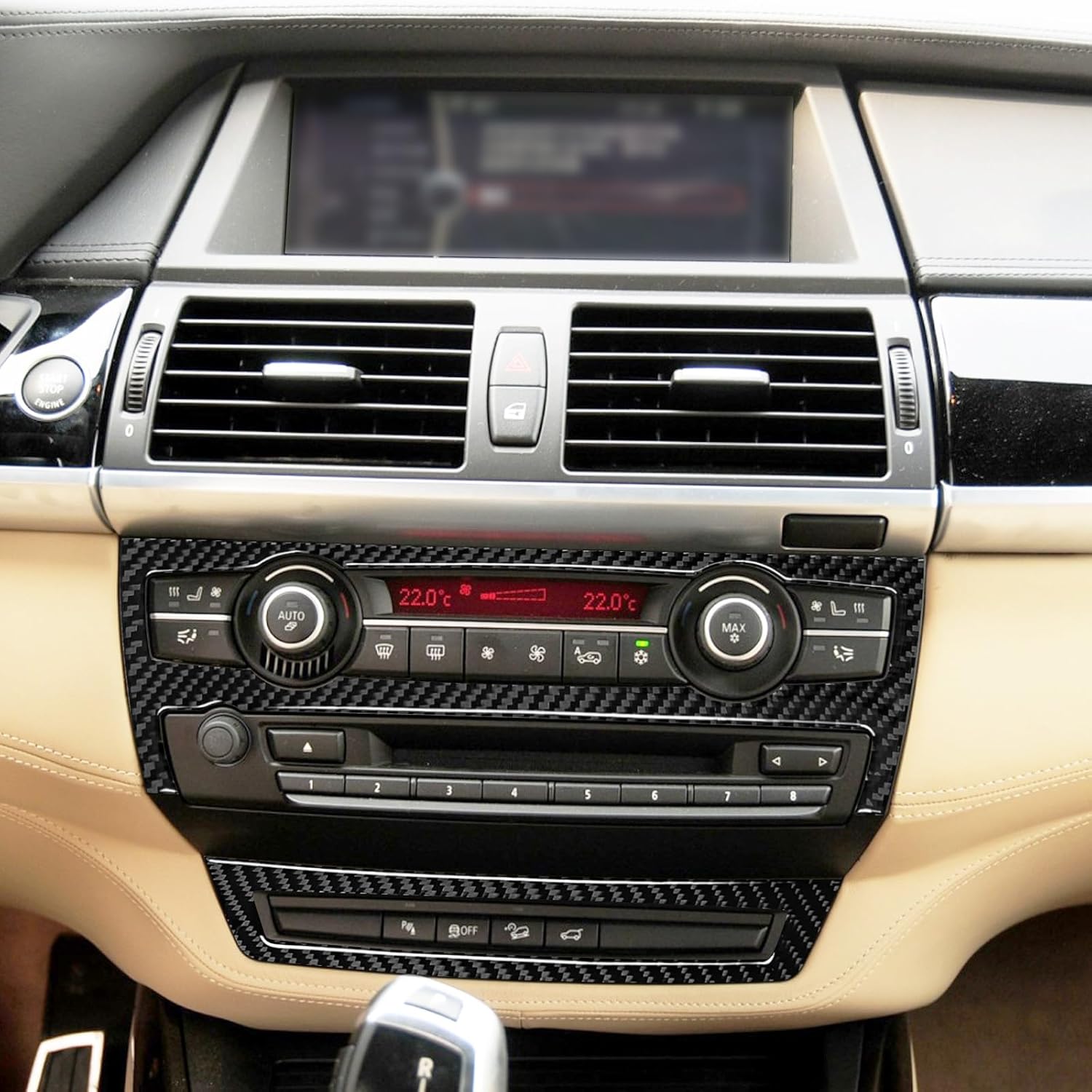 YDSSTORE Carbon Fiber Center Console Air Conditioning Button Knob Panel Cover Trim for BMW X5 X6 E70 E71 (2008-2013) – 2pc Black B | Premium Auto Interior Accessories-autoydsstore