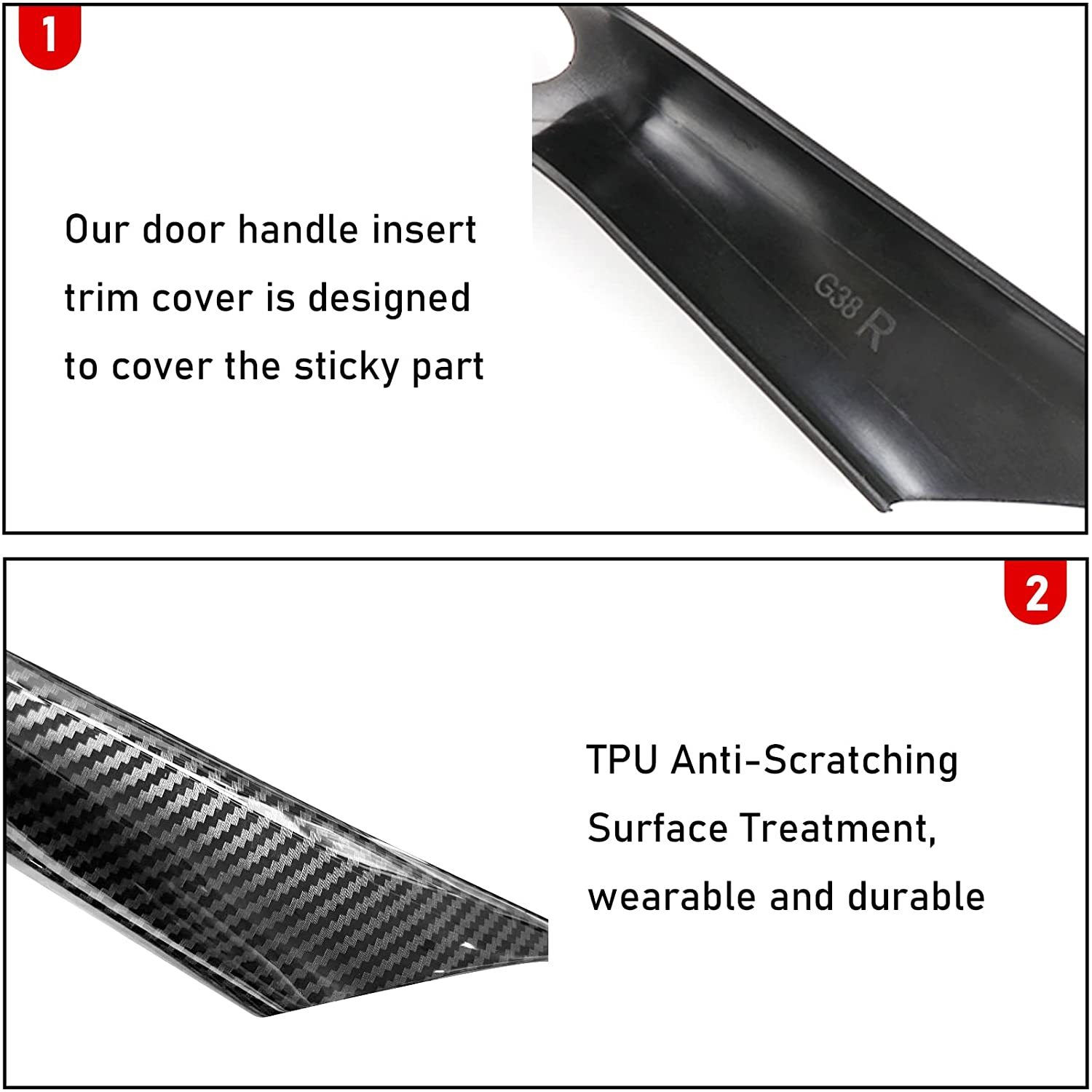 For BMW 5 Series Car Door Handle-G30/G31/F90-Carbon Fiber 2PCS | YDSSTOREle Covers  Replacing Genuine Car Door Handle Compatible with BMW 5 Series G30/G31/F90 M5--518d. 520d. 520dX. 520i. 525d. 530d.  530dX. 530e. 530eX. 530i. 530iX. 540dX. 540i. 540iX. M-autoydsstore