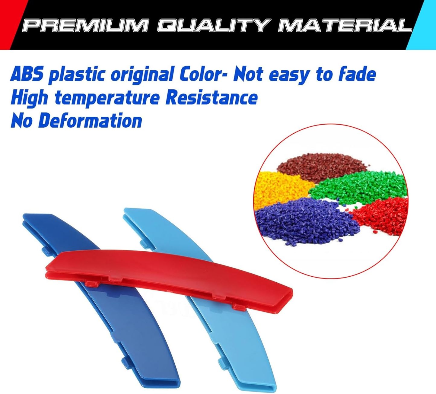 YDSSTORE M-Colored Tri Grille Insert Trim Strips for BMW 5 Series E60 (2004-2010) | Compatible with 11-Beam Standard Grille | Easy Clip-on Installation-autoydsstore