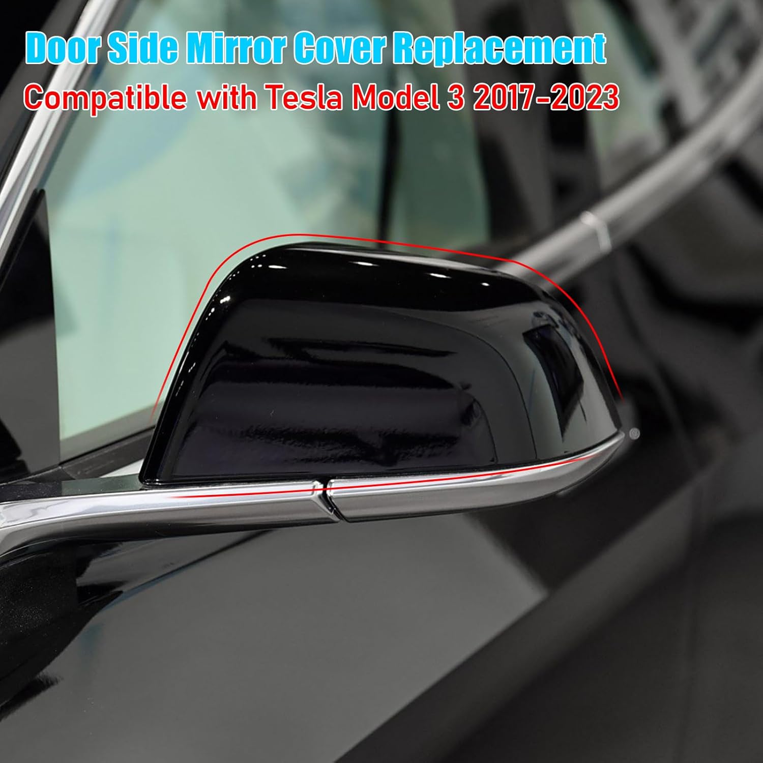 Tesla Model 3 Side Mirror Cover Replacement (2017-2023) - Black | YDSSTORE
