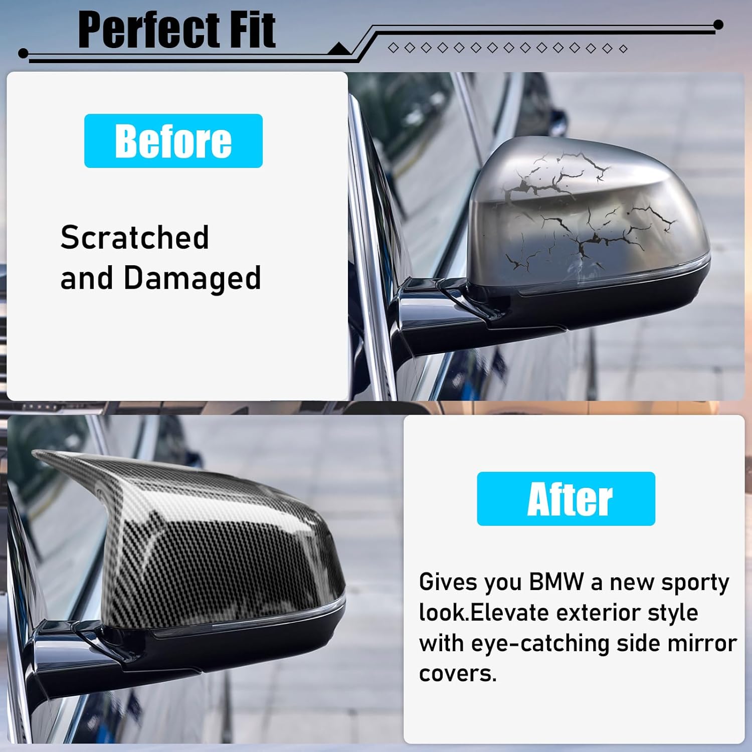 For BMW M Style Carbon Fiber Mirror Covers | X3 G01/X4 G02/X5 G05/X6 G06/X7 G07 | 2019-2024 | YDSSTORE-autoydsstore