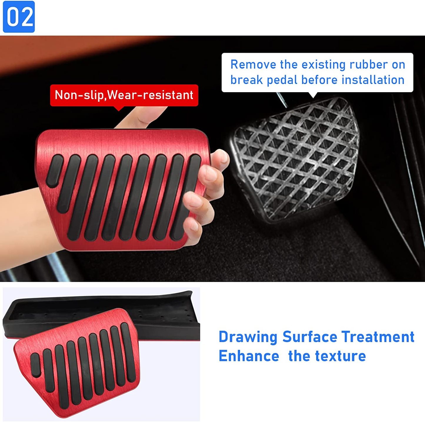 For BMW Gas Pedal and Brake Pedal Covers - A Model Red | YDSSTORE