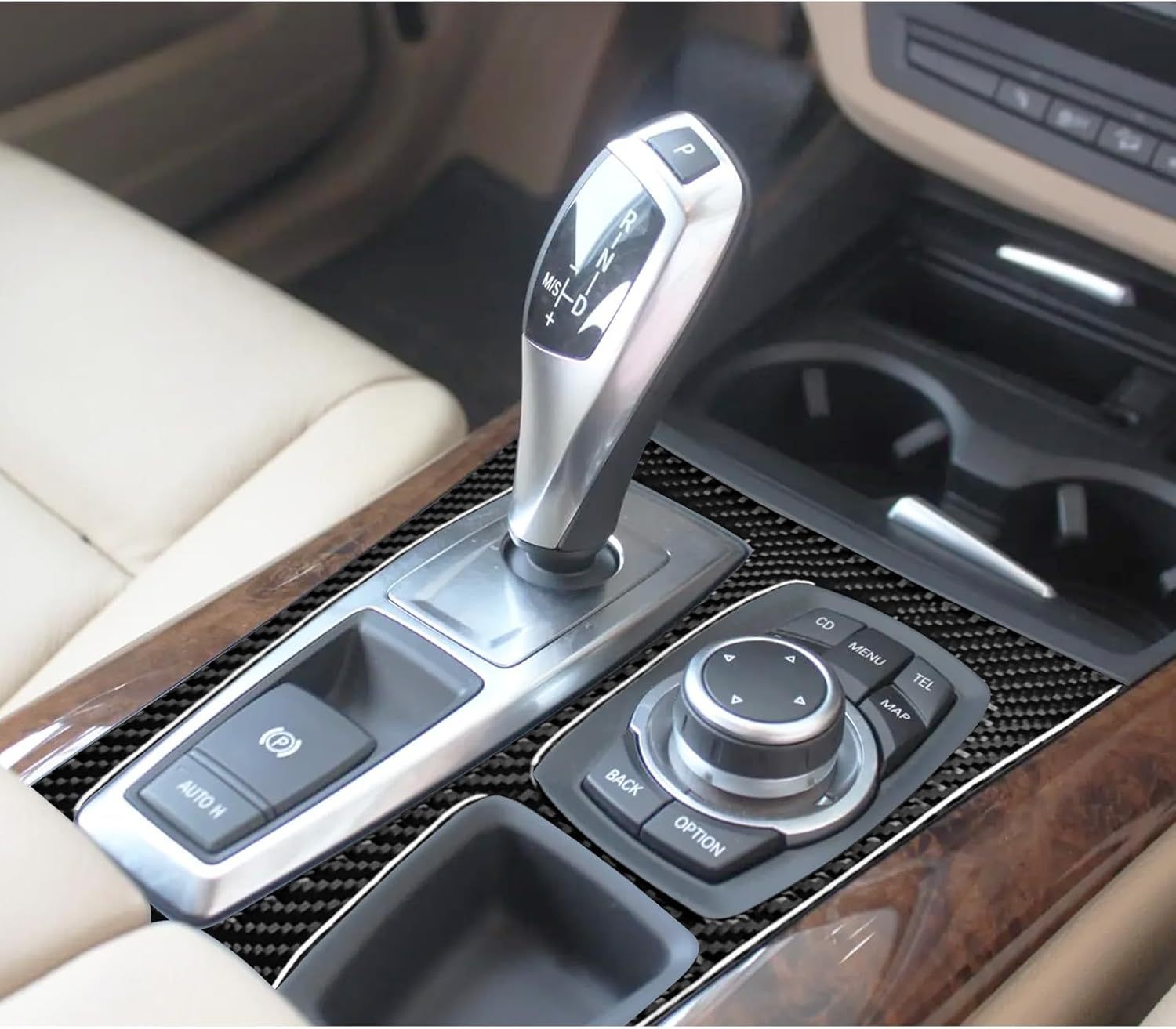 YDSSTORE Carbon Fiber Center Console Gear Shifter Box Panel Cover Trim for BMW X5 X6 E70 E71 (2010-2014) – 1pc Black D | Premium Auto Interior Accessories-autoydsstore