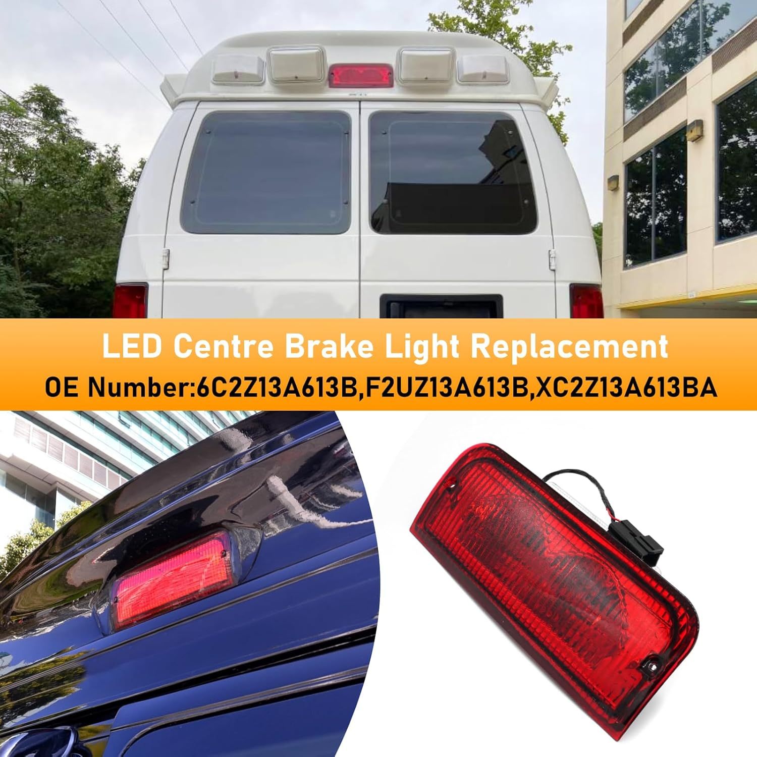 Ford E150-E450 Econoline 2007-2014 3rd Brake Light w/Indoor Lamp & Molded Headliner| YDSSTORE