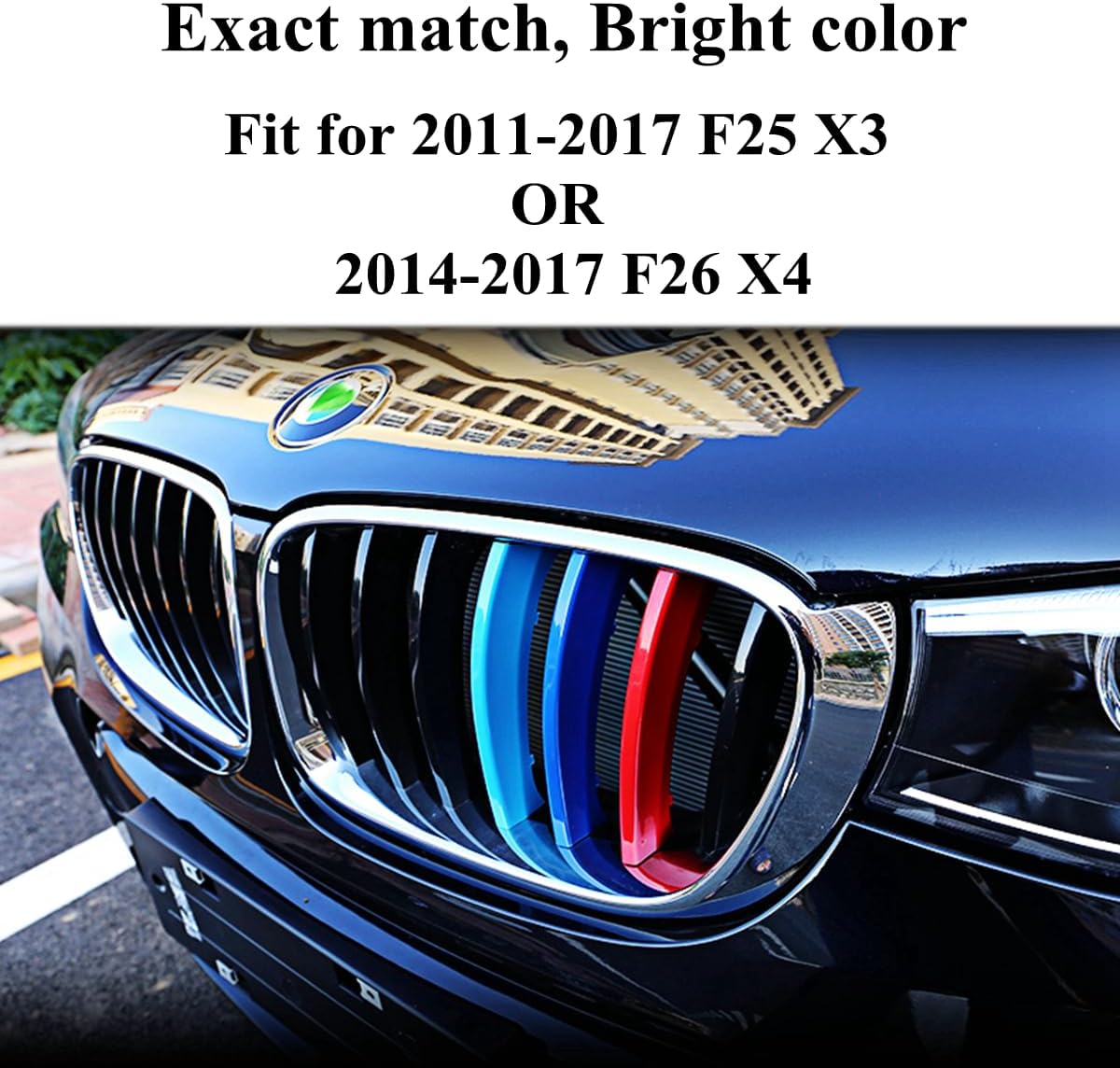 YDSSTORE M-Colored Grille Insert Trim for BMW F25 X3 (2011-2017) & F26 X4 (2014-2017) | Compatible with 7-Beam Standard Kidney Grille-autoydsstore