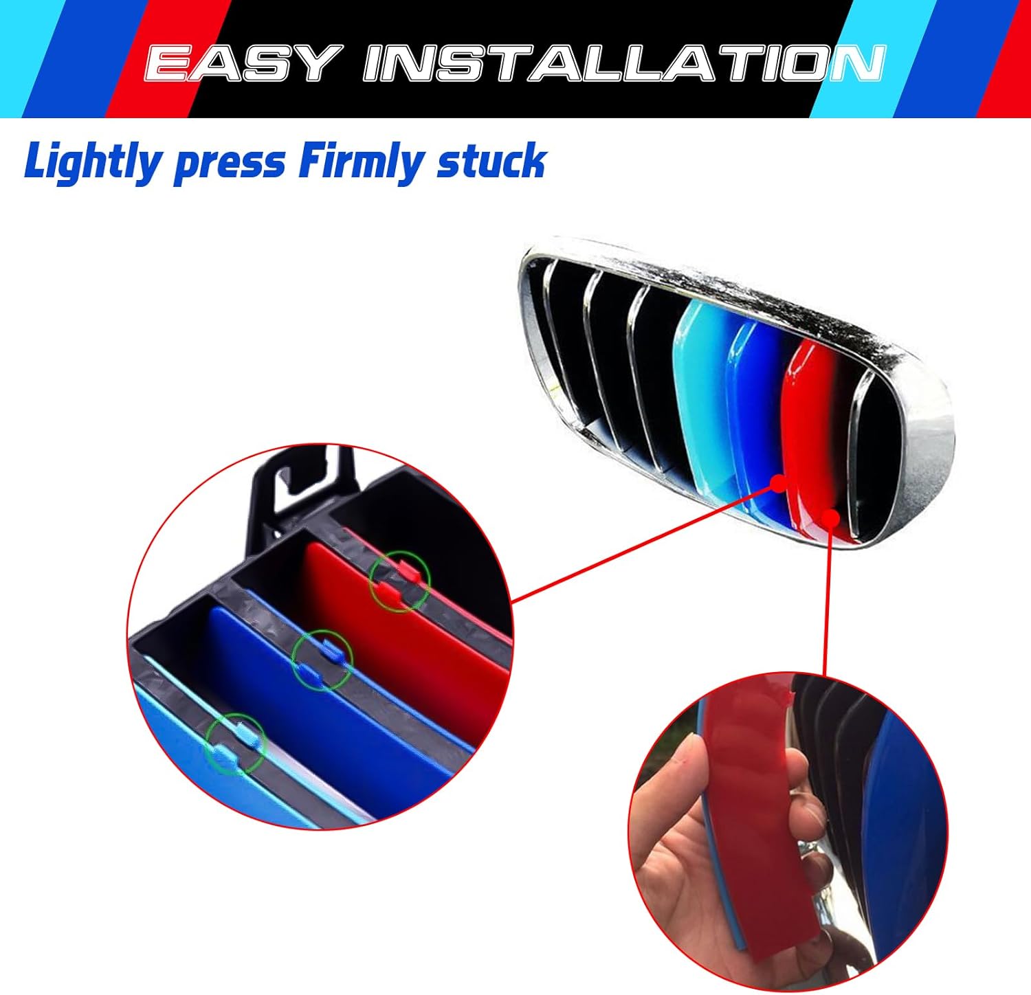 YDSSTORE M-Colored Tri Grille Insert Trim Strips for BMW X5 E70 (2007-2013) & X6 E71 (2008-2012) | Compatible with 7-Beam Front Grilles | Easy Clip-on Installation)-autoydsstore