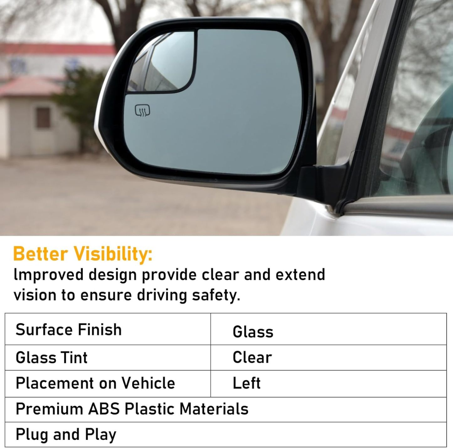 Toyota Sienna Left Driver Side Power Heated Mirror Glass| YDSSTORE
