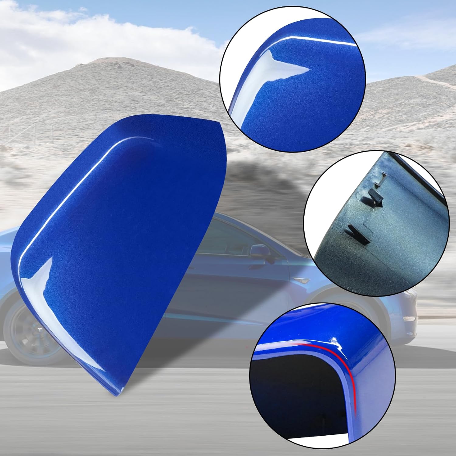 For Tesla Model Y Side Mirror Cover Left Driver Side Replacement | Blue | YDSSTORE