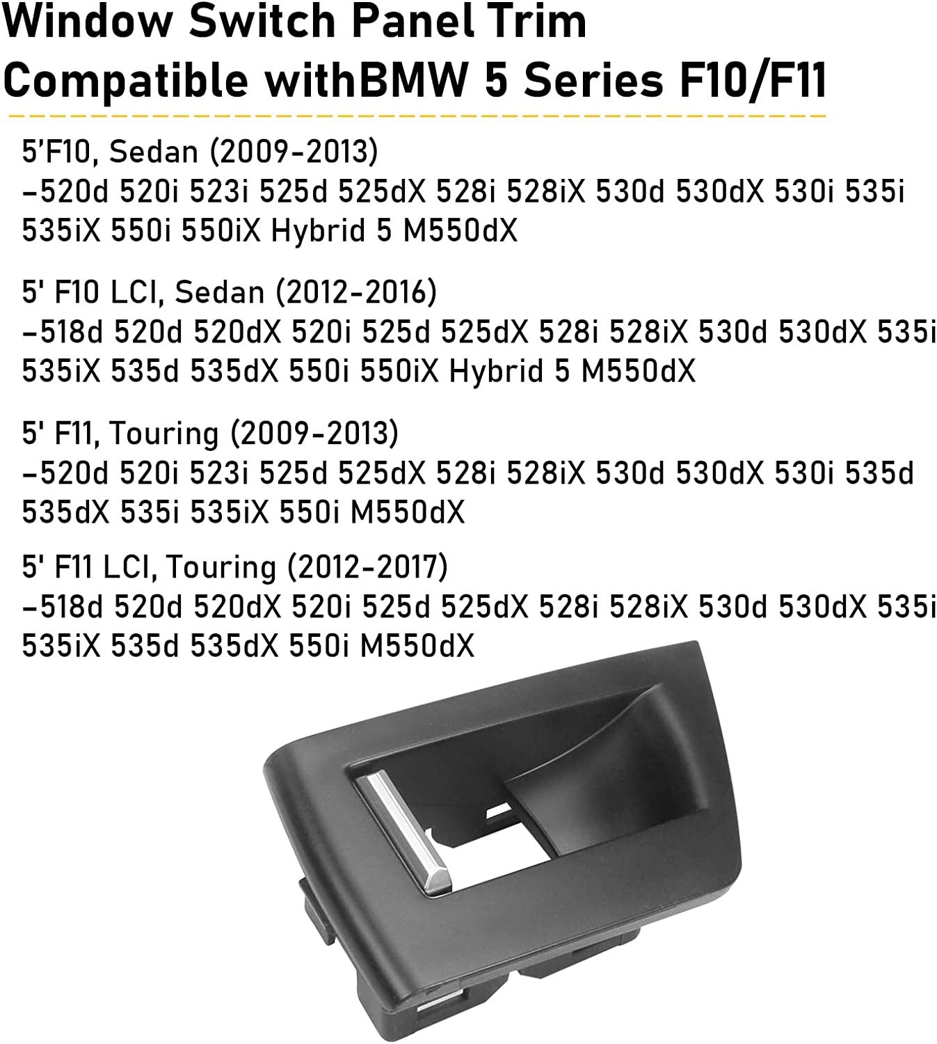 Upgraded For BMW 5 Series F10/F11 Window Switch Covers | Right | YDSSTORE